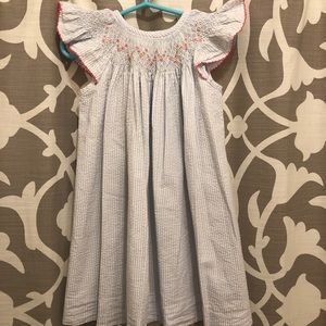 Blue Seersucker Smocked Rosebud Dress • 24 Month